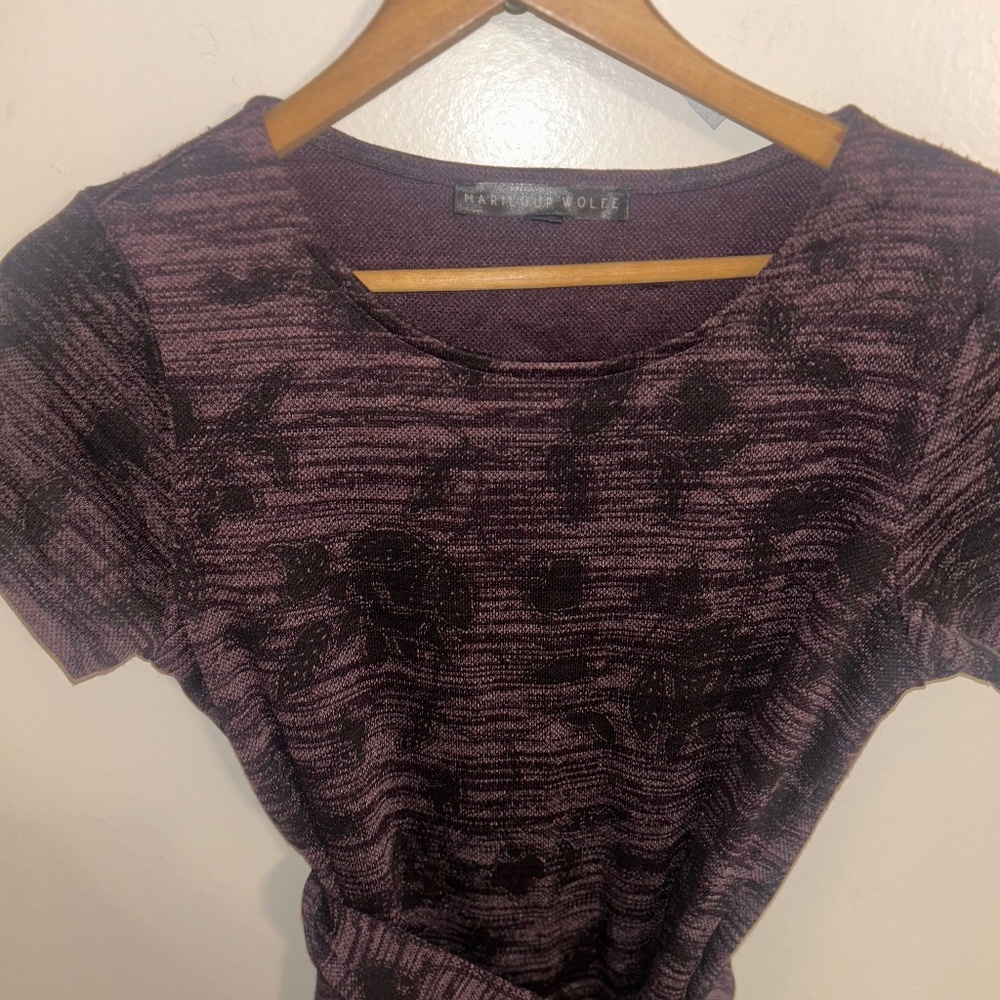 Mariloup Wolfe 60s Belted Floral Dress – Plum & Black, Size XS